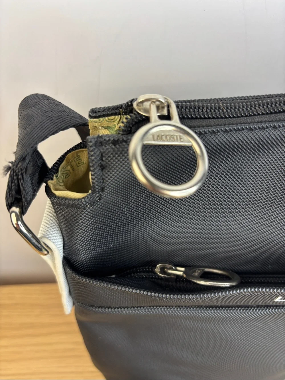 Lacoste Messenger Bag/Sling Bag Signature Sporty Red/White Stripe Alligator Logo